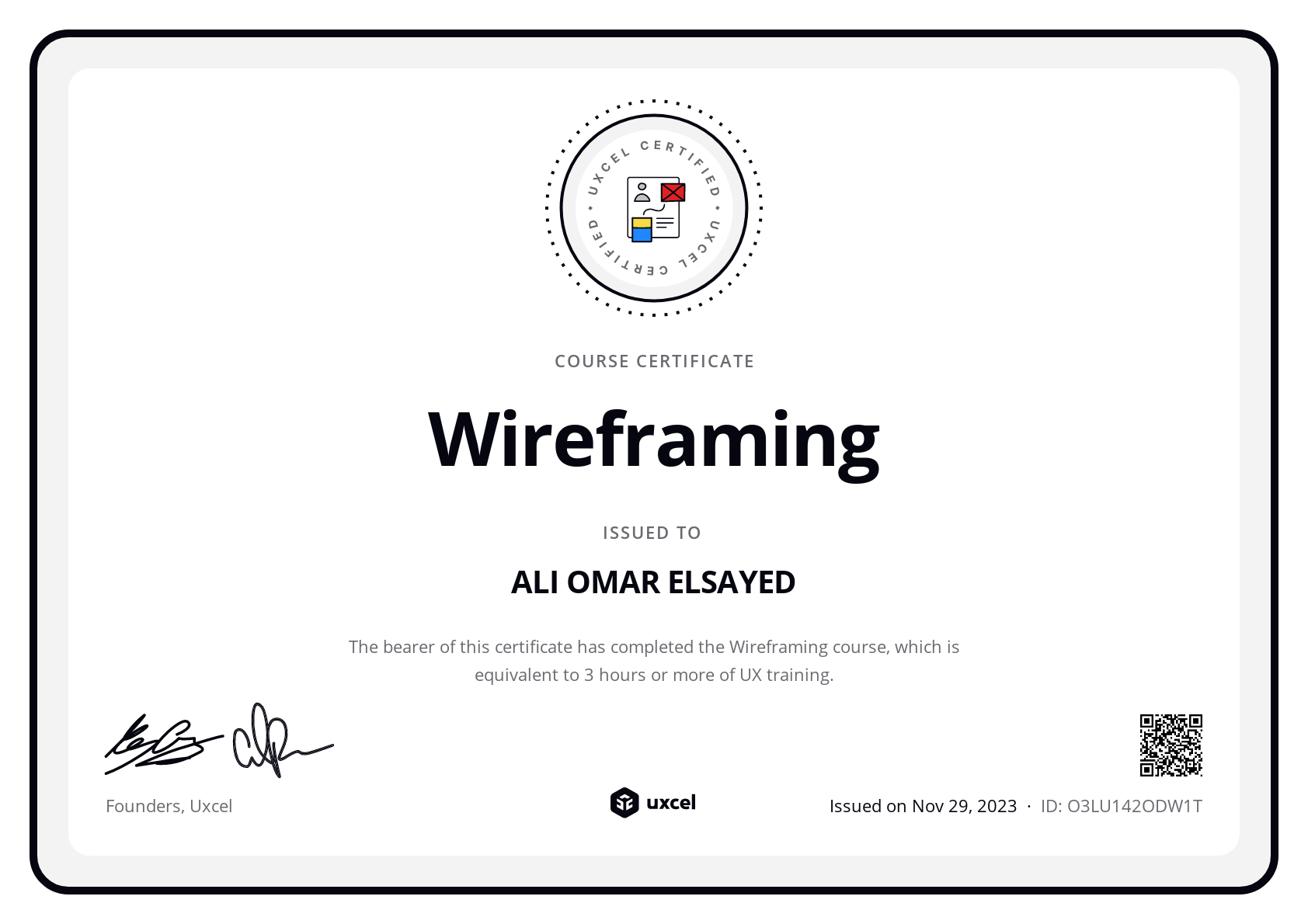 ALI OMAR ELSAYED's certificate